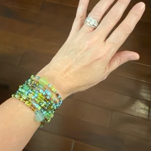Cuff bracelet with Turquoise and Lime green